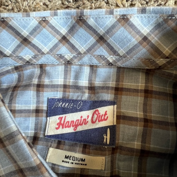 Johnnie-O Button Down Shirt Medium Plaid Flannel Hangin' Out - Picture 2 of 7